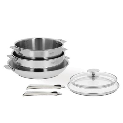 7pc. Cristel Cateline Stainless Steel Removable Handle Cookware Set