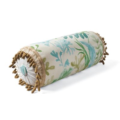 Trellis Indigo Buttoned Bolster Pillow Frontgate