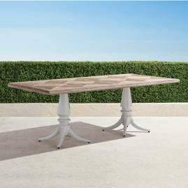 Avery Teak Top Table in White Finish