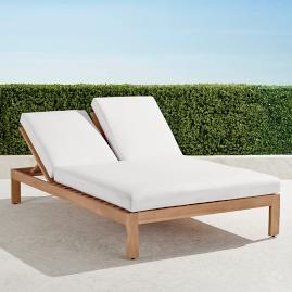 Calhoun Double Chaise with Cushions in Natural Teak