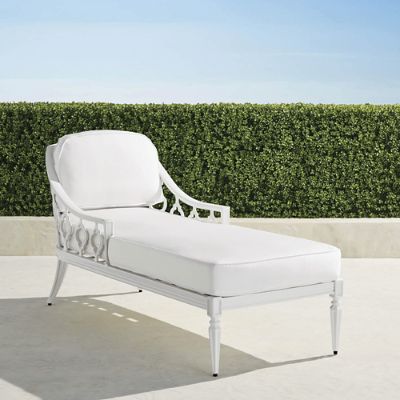 Avery Chaise Lounge with Cushions in White Finish