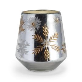Mercury Glass Tapered Snowflake Candle
