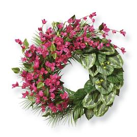 Exotic Foliage and Bougainvillea Wreath