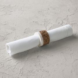 Carved Wood and Marble Napkin Rings, Set of