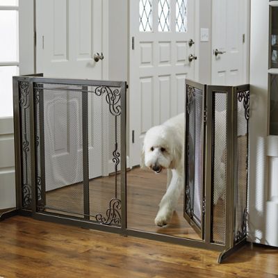 34"H Expandable Freestanding Steel Mesh Pet Gate Frontgate