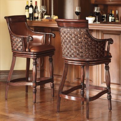 Leather Mahogany Bar Stool - Frontgate