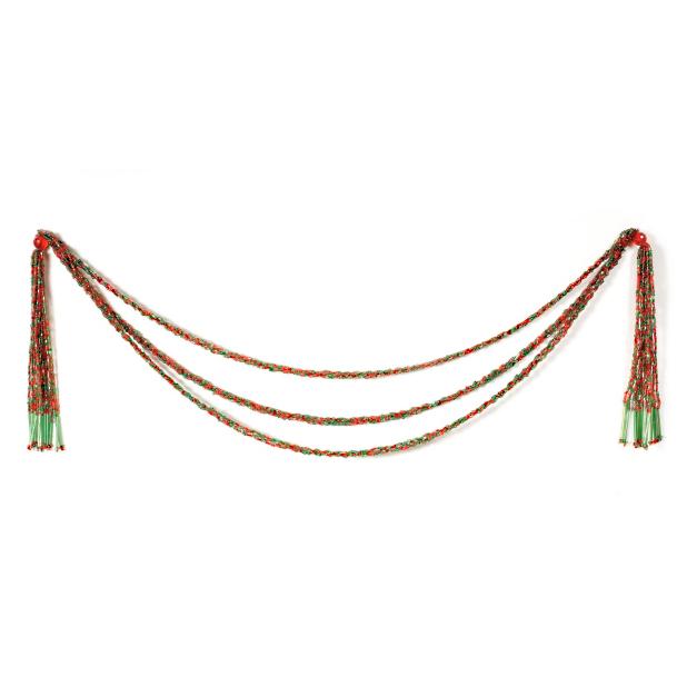 Set of 12 Red & Green Beaded Swags