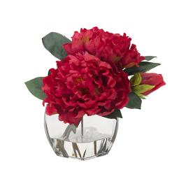Beauty Peonies in Glass Cube