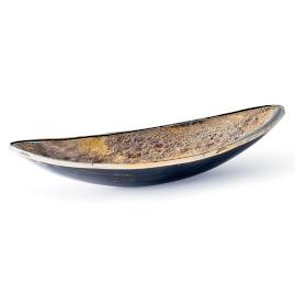 Decorative Oval Dish with Brass Trim