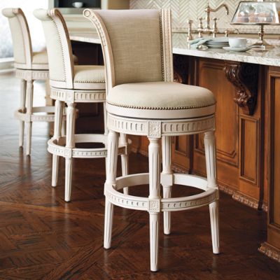 Manchester Swivel Bar and Counter Stools in Vintage White Finish