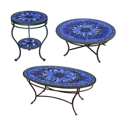 KNF Bella Bloom Mosaics Round Coffee & Side Tables