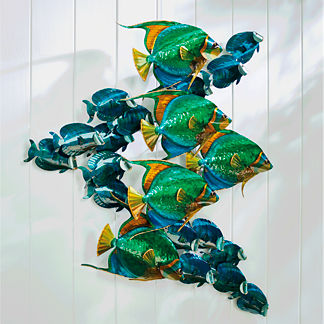Angelfish and Blue Tang School Indoor/Outdoor Wall Art
