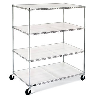 Oversized Chrome Four-Tier Shelf with Liners