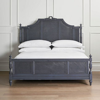 Beauvier French Cane Bed in Linen