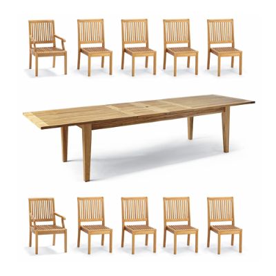 Cassara 11-pc. Estate Expandable Dining Set in Natural Finish