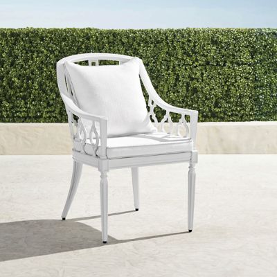 Avery Dining Arm Chair with Cushions in White Finish