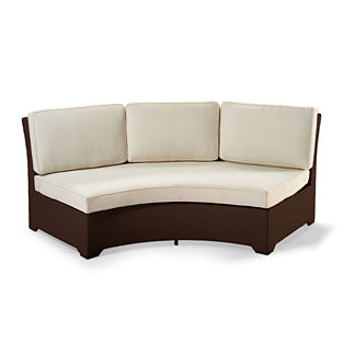 Palermo Armless Curved Sofa with Cushions in Bronze Finish