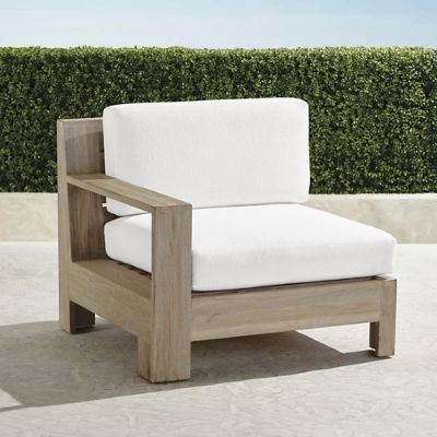St. Kitts Left-facing Chair in Weathered Teak with Cushions, Special Order