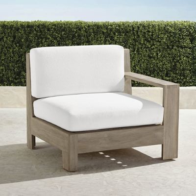St. Kitts Right-facing Chair in Weathered Teak with Cushions, Special Order