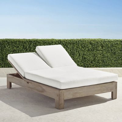 St. Kitts Double Chaise in Weathered Teak with Cushions