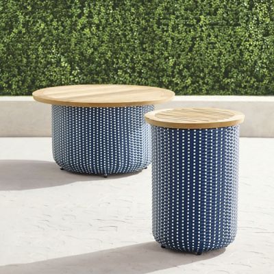 Harper Wicker Storage Tables in Indigo Finish