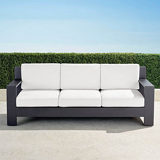 St. Kitts Sofa with Cushions in Matte Black Aluminum
