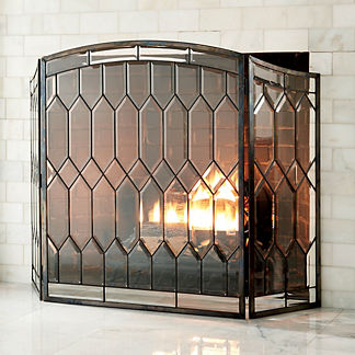 Cathedral Beveled Glass Fireplace Screen