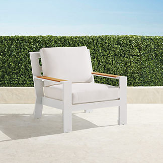 Calhoun Lounge Chair with Cushions in Matte White Aluminum