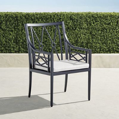 Surrey Hill Dining Arm Chair with Cushions in Aluminum