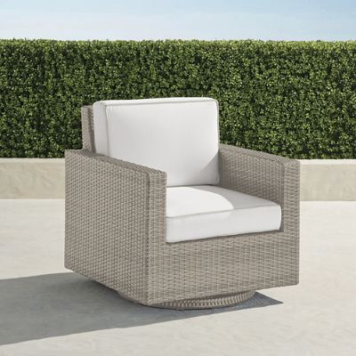 Small Palermo Swivel Lounge Chair with Cushions in Dove Finish