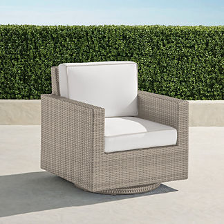 Small Palermo Swivel Lounge Chair with Cushions in Dove Finish