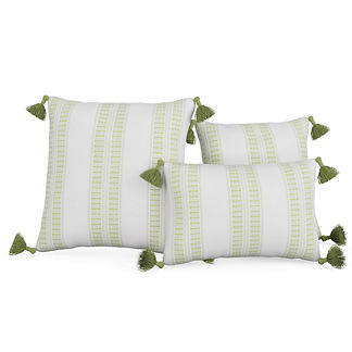 Ledger Stripe Tasseled Indoor/Outdoor Pillow