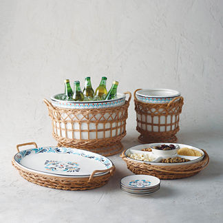 Marbella Ceramic & Rattan Serveware Collection