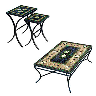 KNF Tuscan Lemons Mosaics Rectangular Coffee & Side Tables