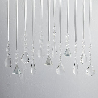 Faceted Crystal Drop Ornaments, Set of 12