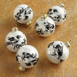 Bird Branch Ornaments, Set of Six
