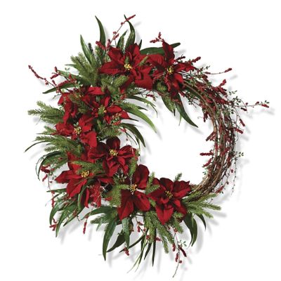 Poinsettia and Pine Wreath