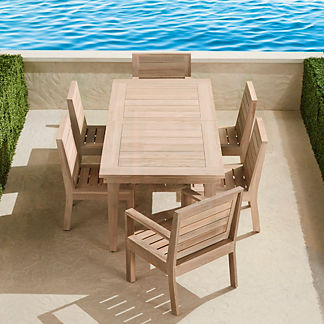 St. Kitts 7-pc. Expandable Dining Set in Weathered Teak