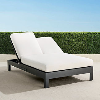 St. Kitts Double Chaise with Cushions in Matte Black Aluminum