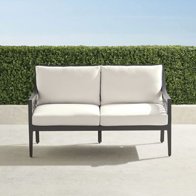 Bowery Loveseat in Aluminum with Cushions