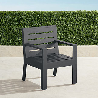 St. Kitts Dining Arm Chair in Matte Black Aluminum, Set of 2
