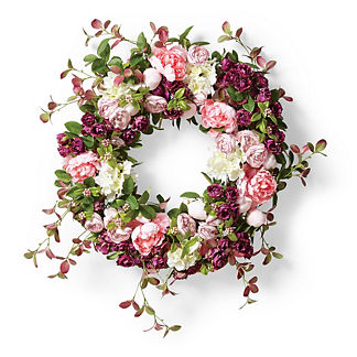 Lavender Rose and Pink Peony Trailing Wreath