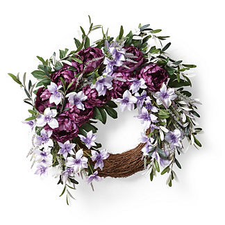 Clematis Peony and Lavender Wreath