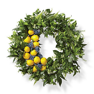 Lemon, Blueberry and Mixed Greenery Wreath