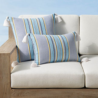 Desi Summer Stripe Tasseled Indoor/Outdoor Pillow