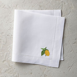 Lemon Embroidered Napkins, Set of Six