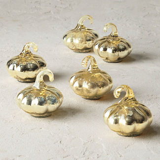 Mercury Gold Mini Pumpkins, Set of Six