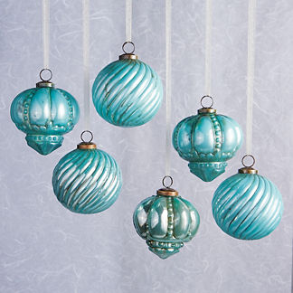 Iridescent Glass Ornaments, Set of Six