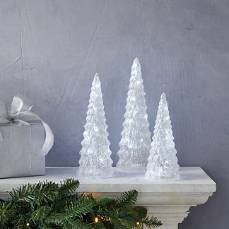 Frosted LED Glass Trees, Set of Three