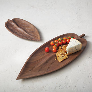 Wooden Leaf Serving Platter